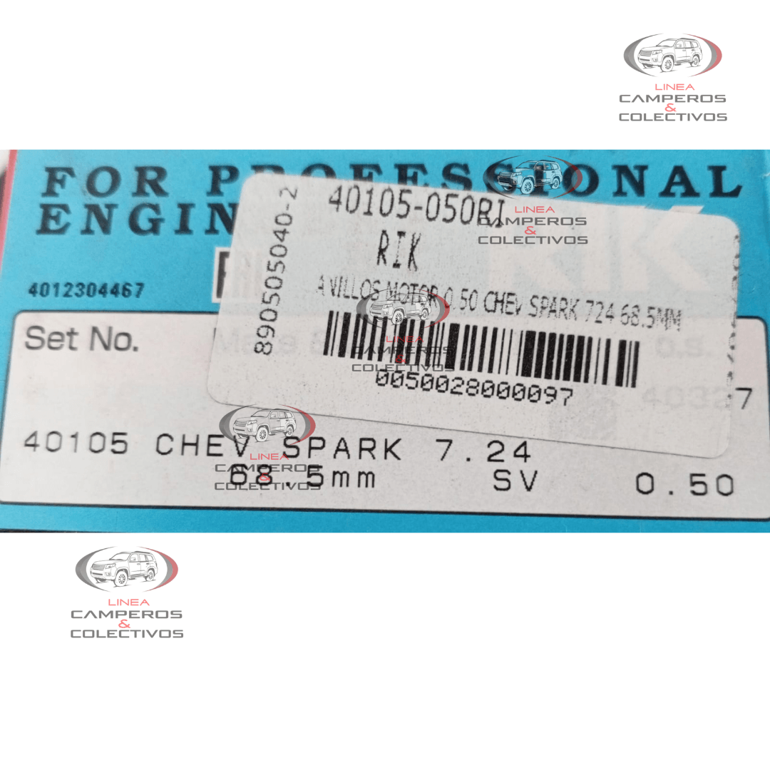 ANILLOS MOTOR CHEVROLET SPARK CHRONOS 40105-025 1,2/1,2/2,5 68,5 MM
