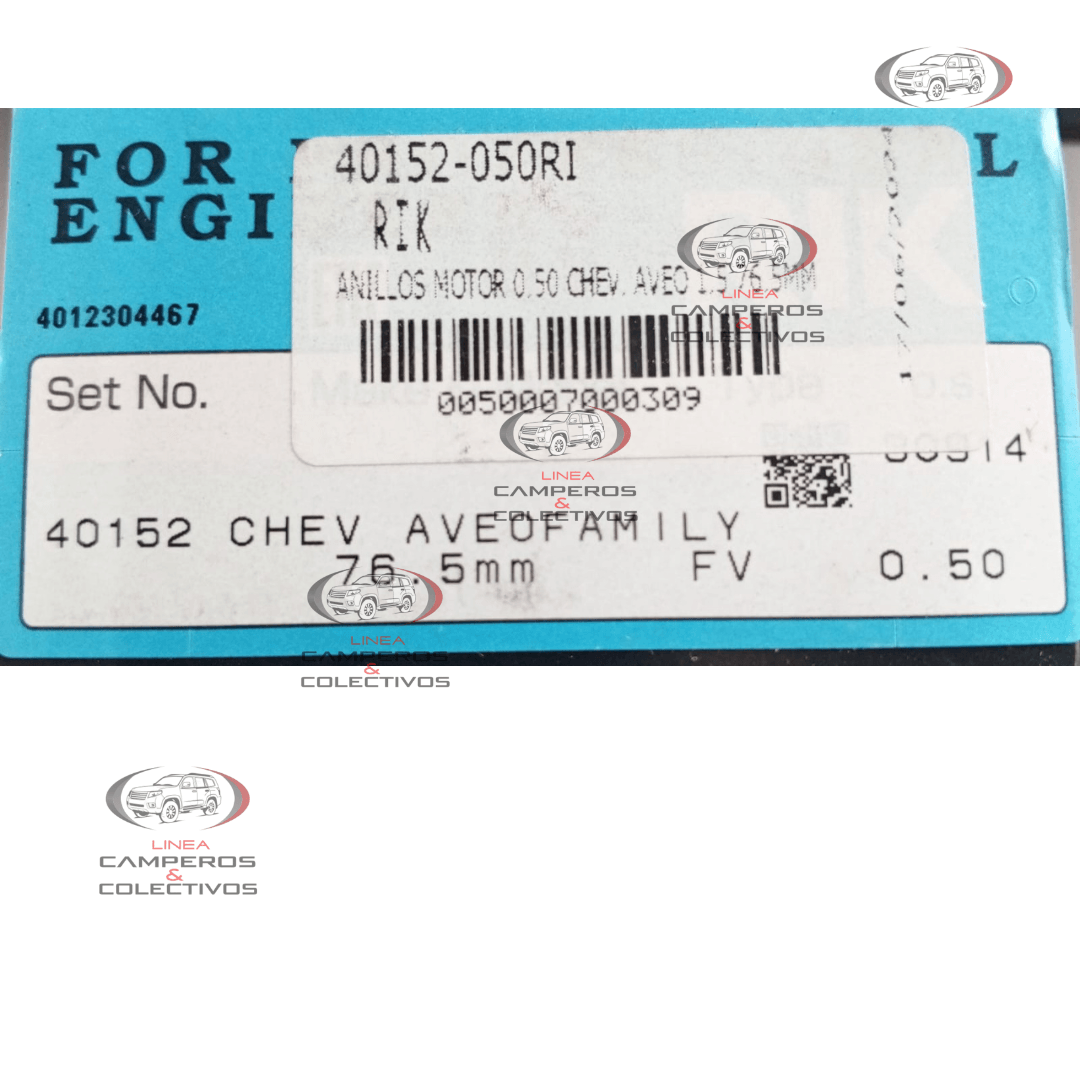 ANILLOS MOTOR CHEVROLET AVEO 1,5 FAMILY 40152-075 1,2-1,5-2,5 77MM