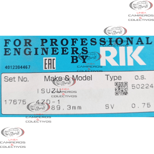 ANILLOS MOTOR LUV 2300 1,5-1,5-4,0 89,3 MM  17675- 025